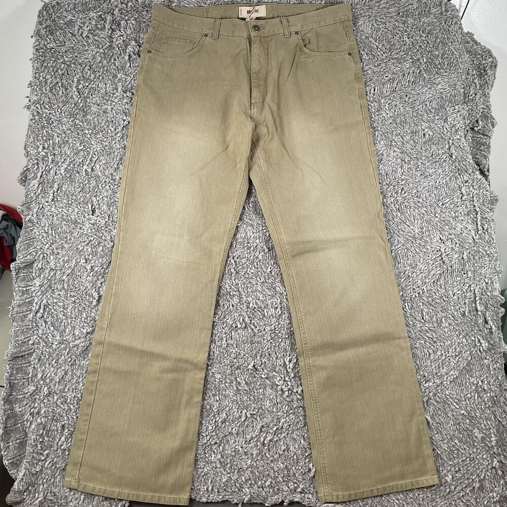 Next Denim Corduroy Pants Men's 38L Boot Fit Beige Designer Preppy